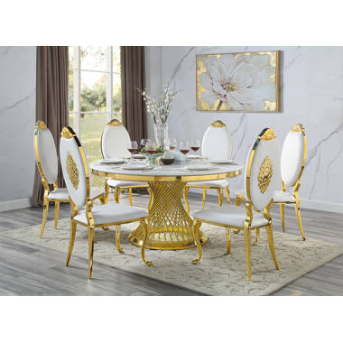 6 person round glass dining 2024 table